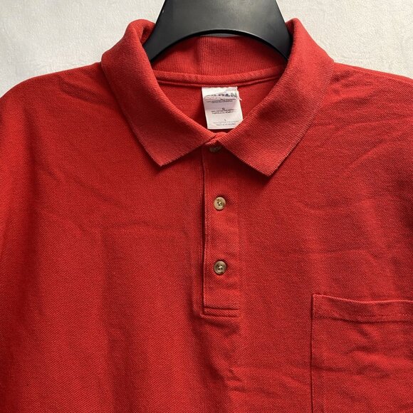 GILDAN Active Wear Ultra Cotton Collared Short Sleeve Shirt Men Large Red Used - Picture 16 of 16